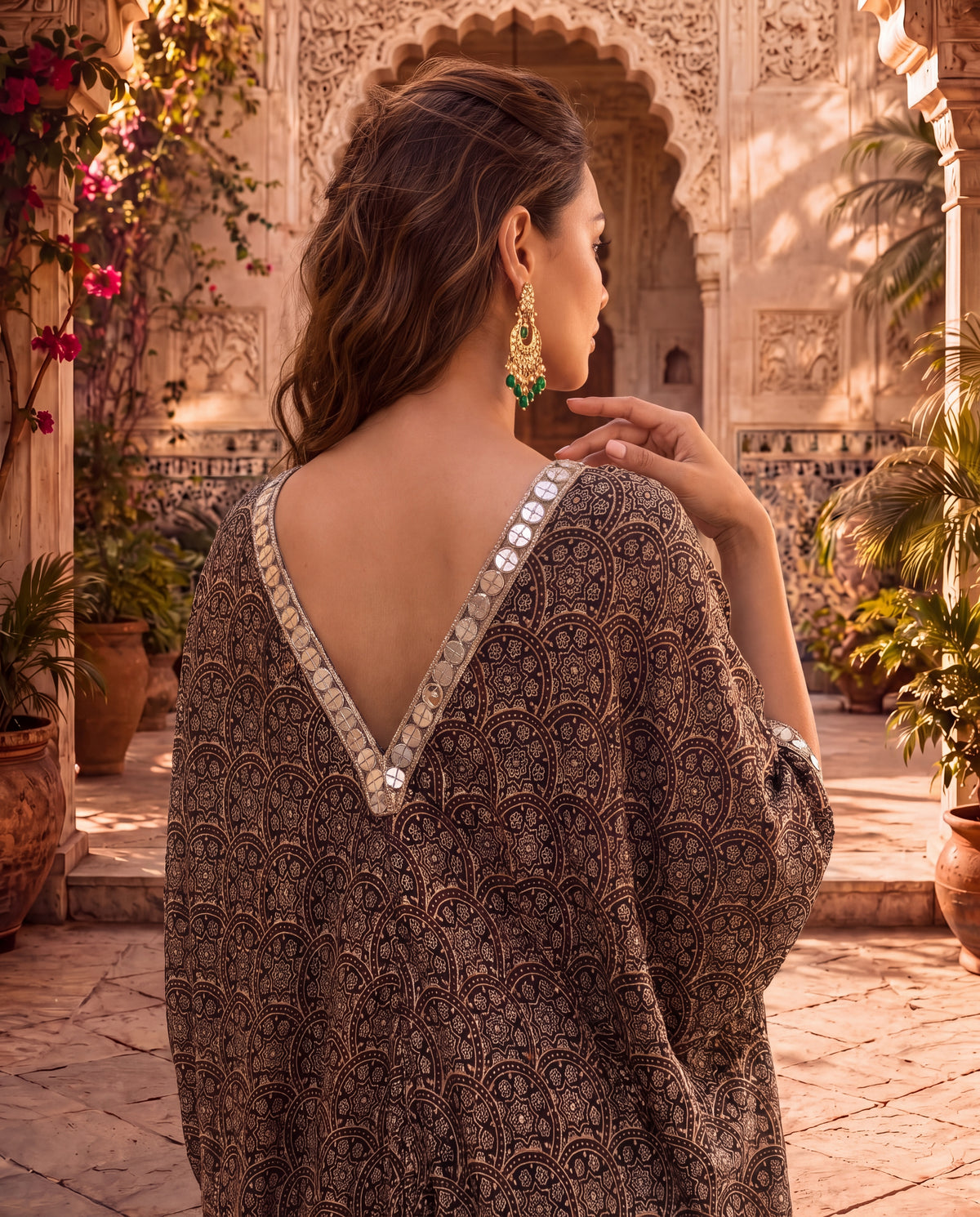 Ajrakh Mirror Work Kaftan-(AQ-5)