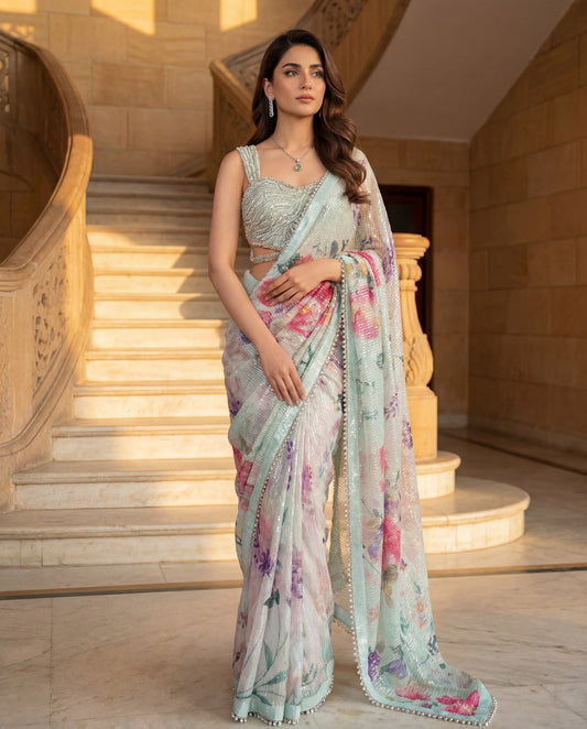 A sequinned sari-(SPD-2700)