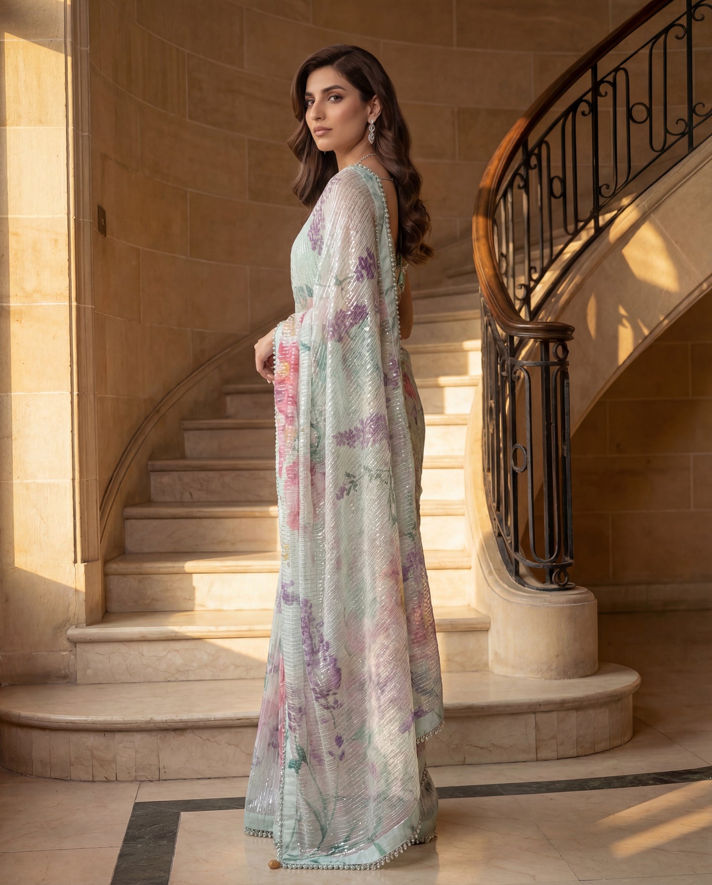 A sequinned sari-(SPD-2700)