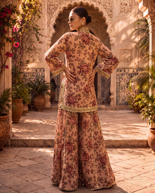 Floral Kurta Set with Intricate Mirror Work-(PKD-2700)