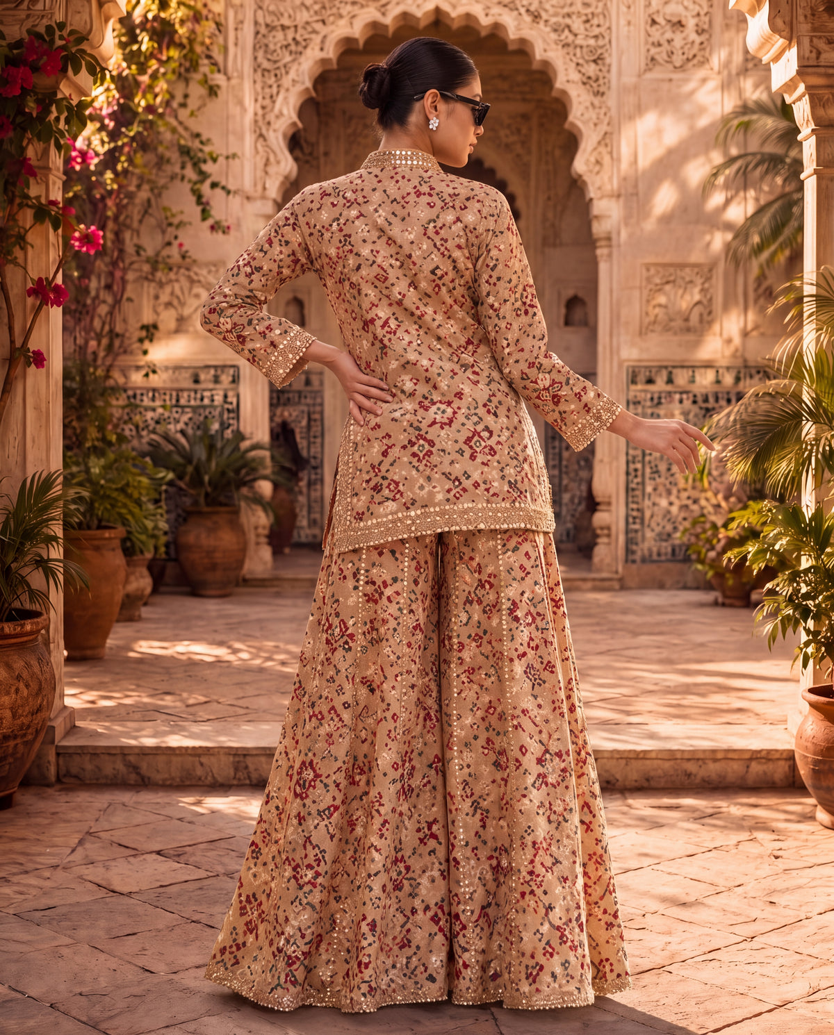 Beige Chanderi Kurta Set-(ANGE-54)