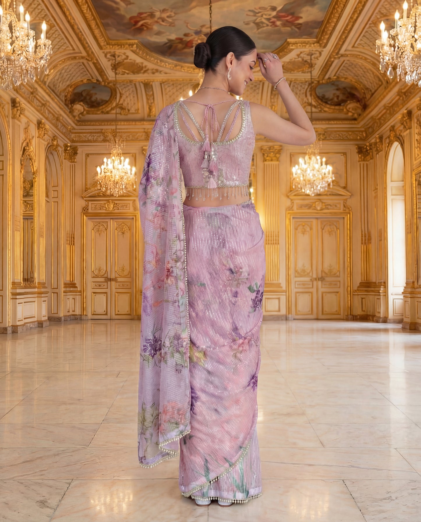 A sequinned sari-(PSC-9)