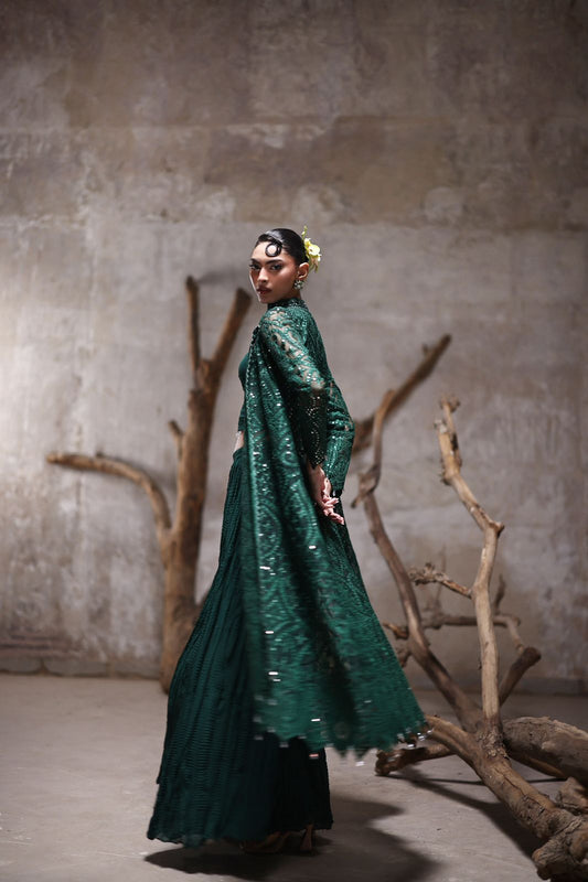 Organza jacket with crushed Pallazos- (9515.2)
