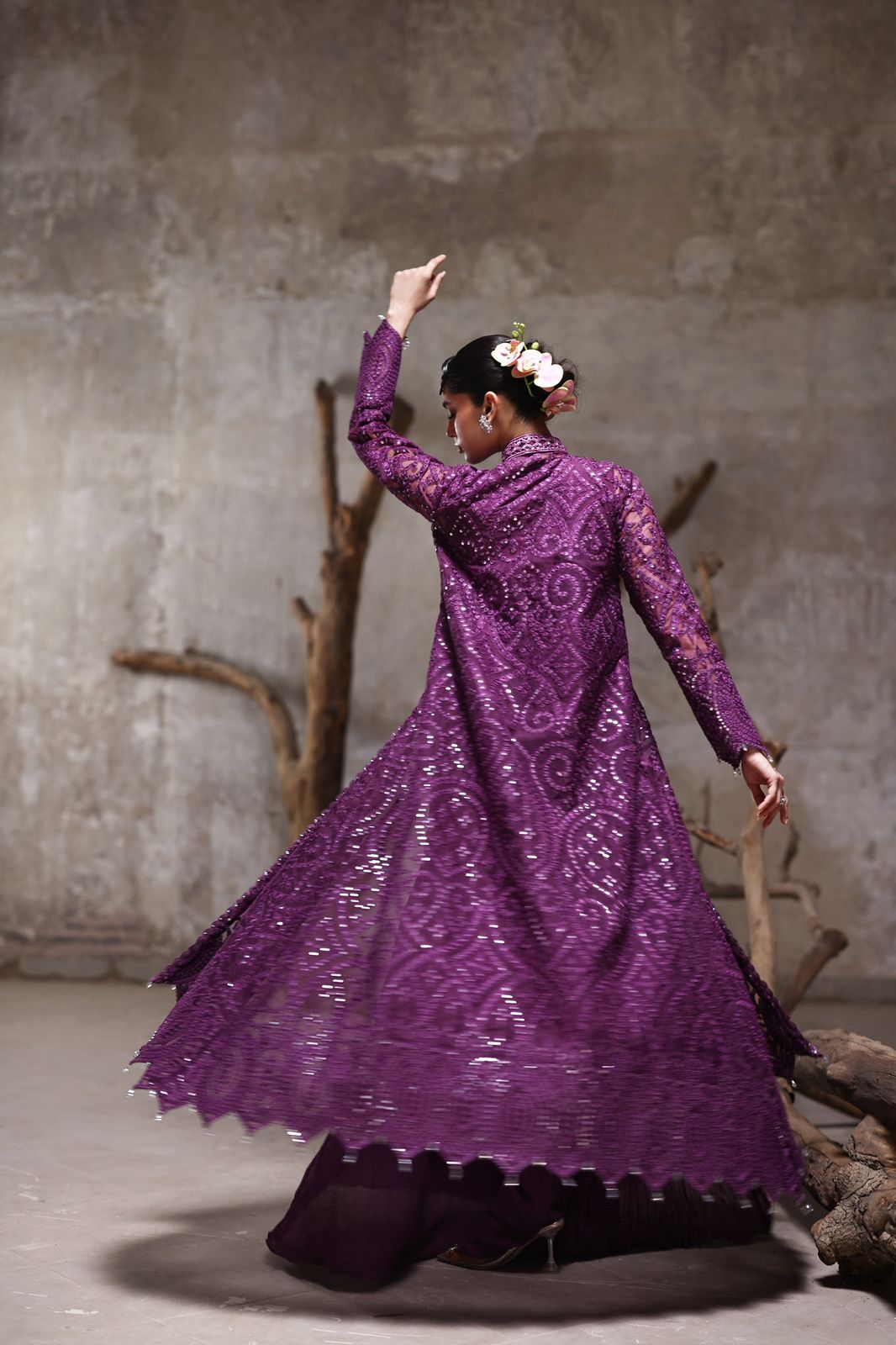 Organza jacket with crushed Pallazos- (9515.3)