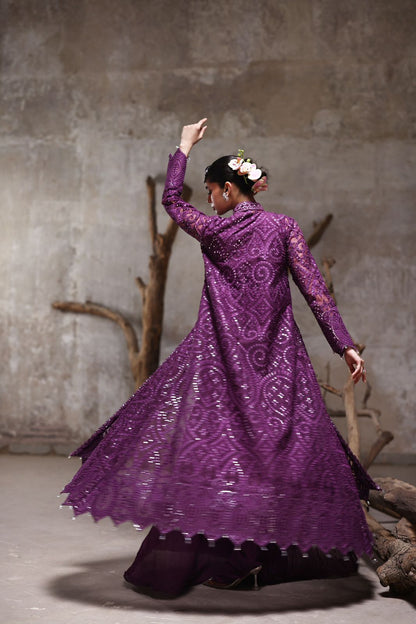Organza jacket with crushed Pallazos- (9515.3)