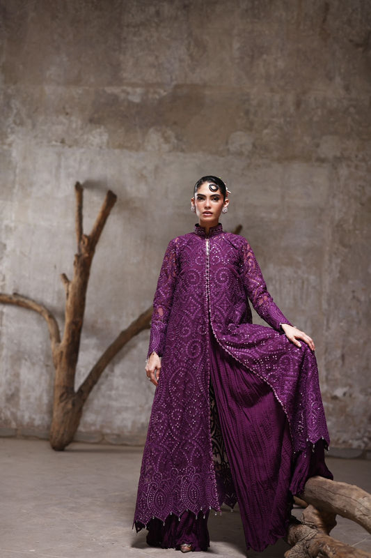 Organza jacket with crushed Pallazos- (9515.3)