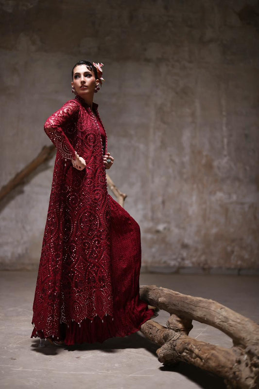 Organza jacket with crushed Pallazos- (9515.4)