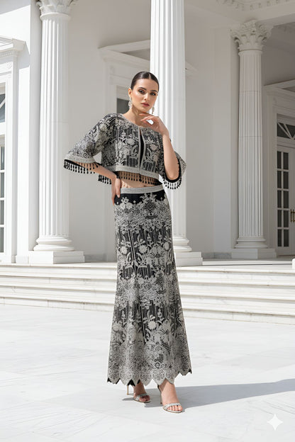 An organza jacket and skirt set- (8605)