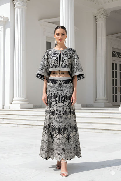 An organza jacket and skirt set- (8605)
