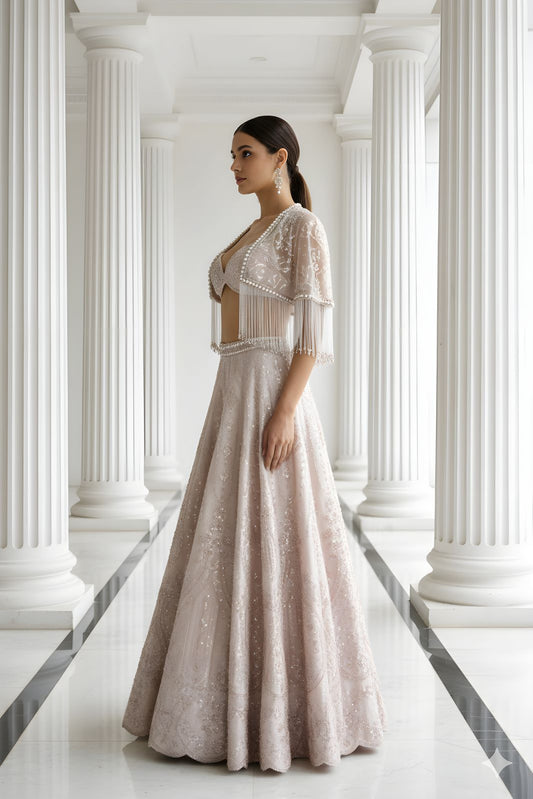 A cape and lehenga set-(10175)