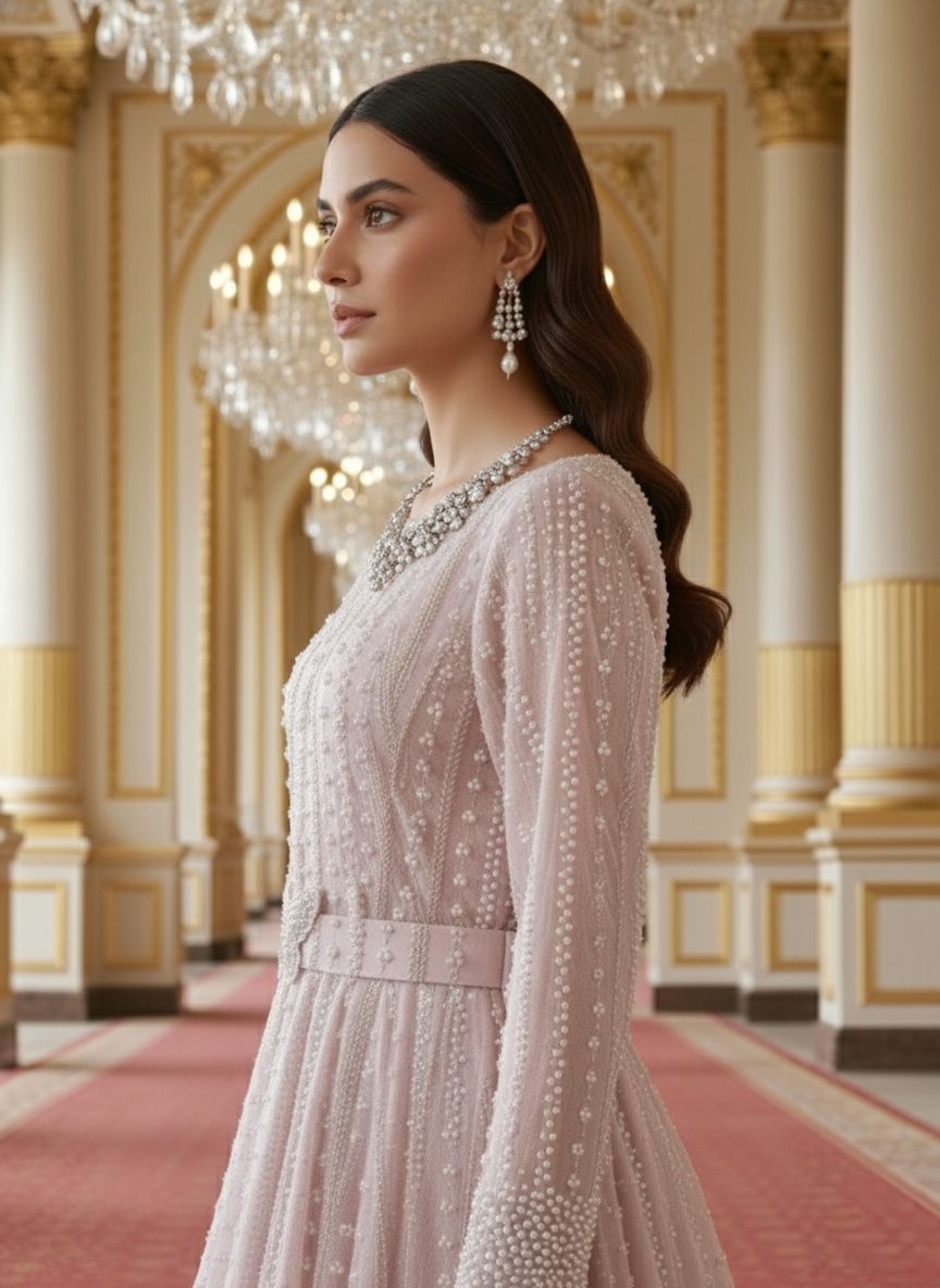 A peach Anarkali