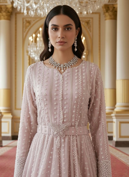 A peach Anarkali