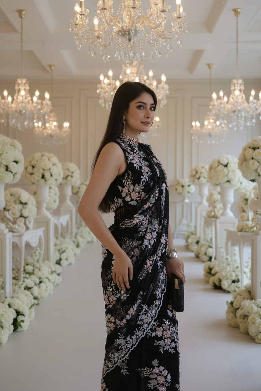 An embellished sari- (10185)