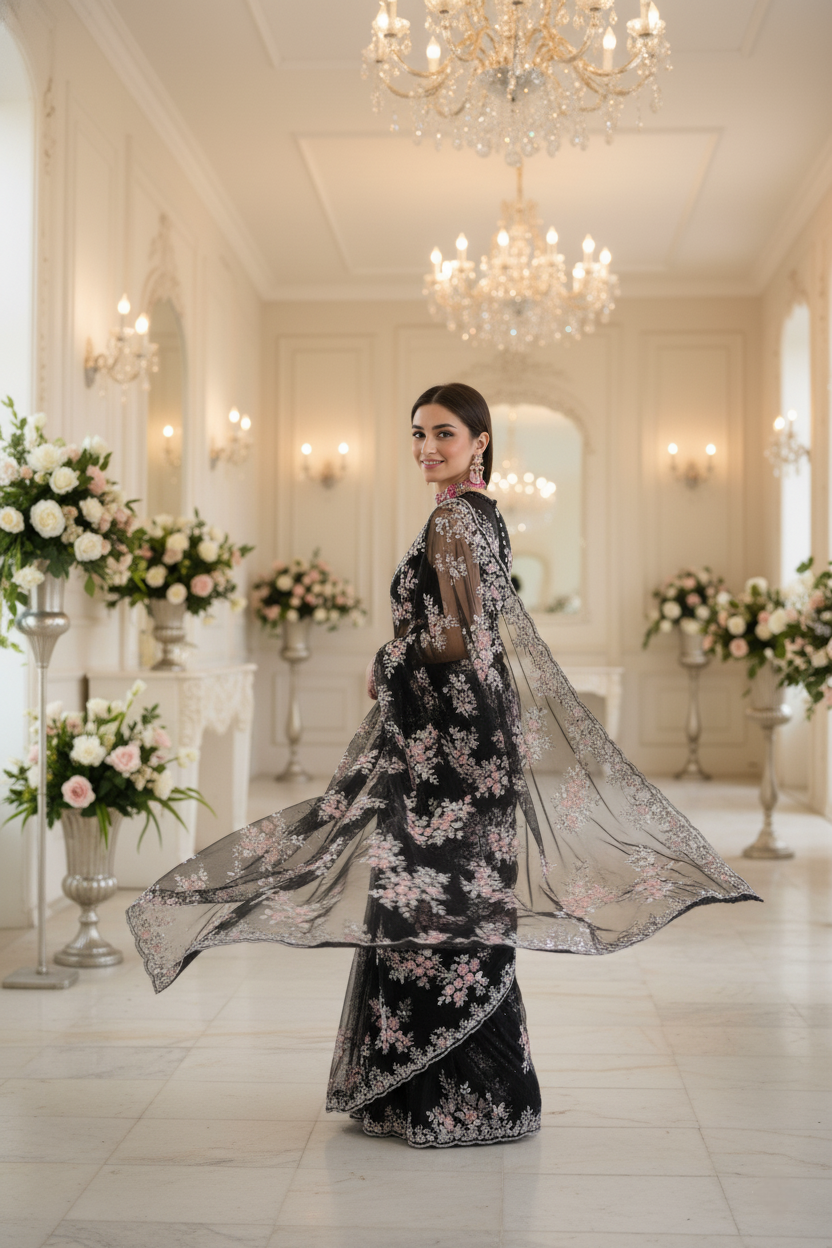 An embellished sari- (10185)