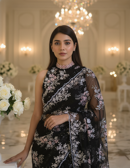 An embellished sari- (10185)