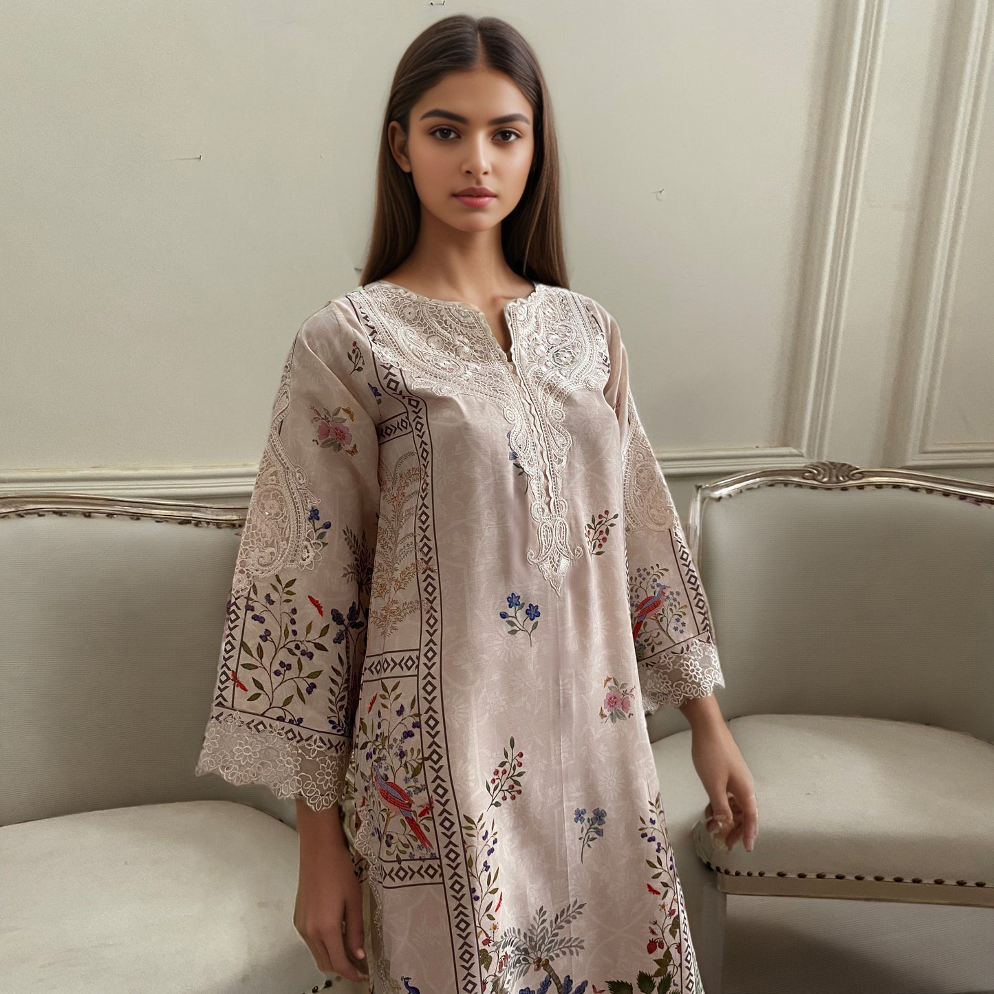 A printed kurta and pant set (9278)