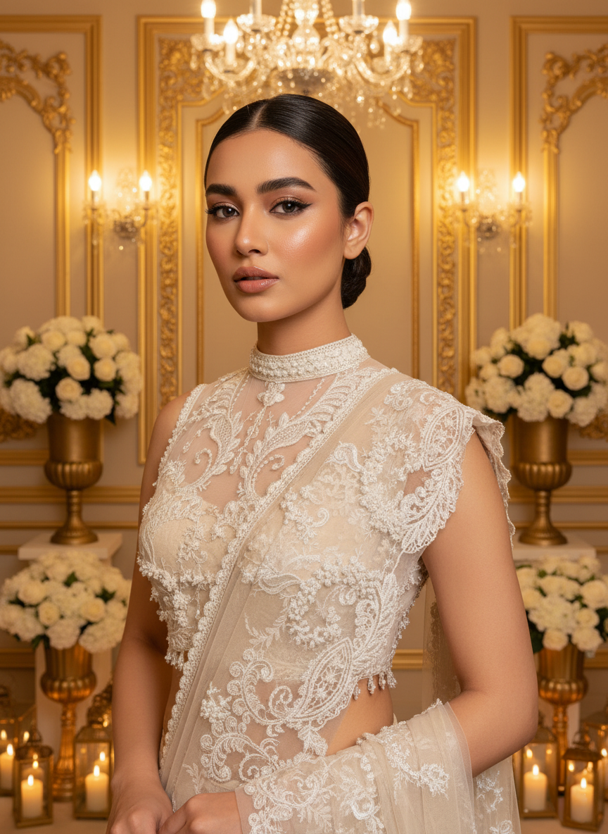 An embroidered sari- (10306)