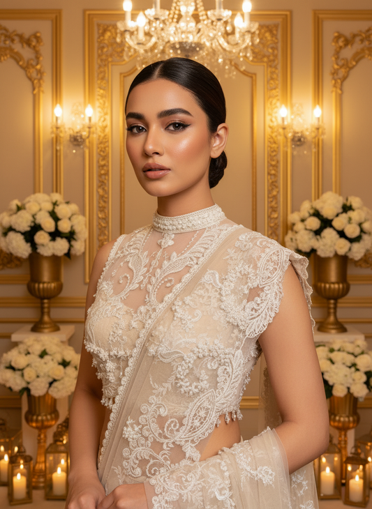 An embroidered sari- (10306)