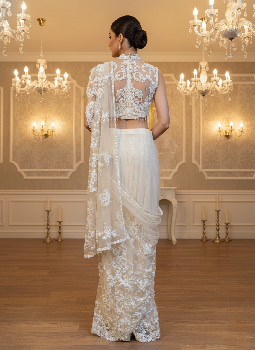 An embroidered sari- (10306)