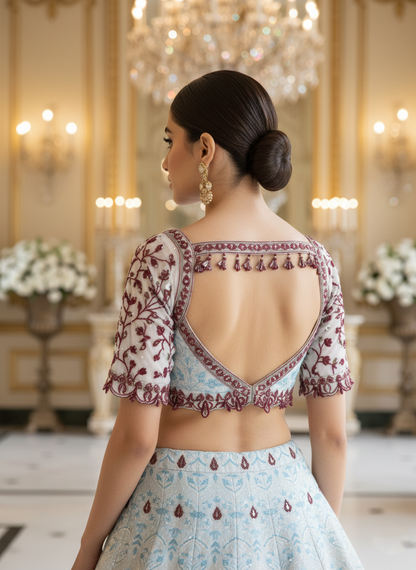 A printed ghagra set- (A-4797)