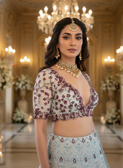 A printed ghagra set- (A-4797)