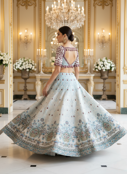 A printed ghagra set- (A-4797)