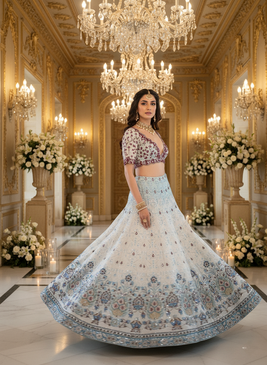 A printed ghagra set- (A-4797)