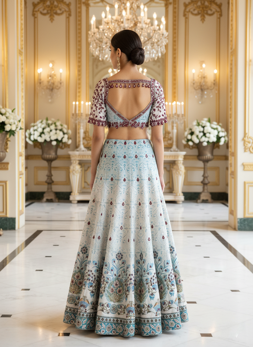 A printed ghagra set- (A-4797)