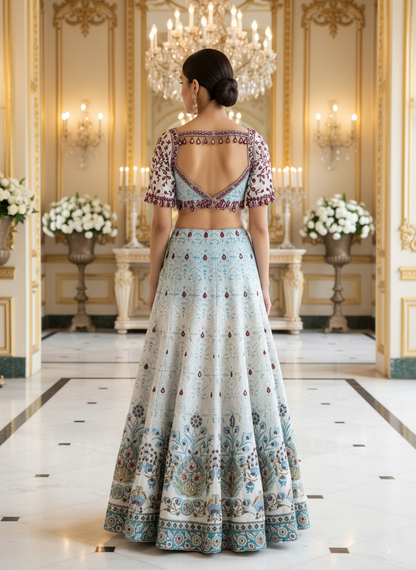 A printed ghagra set- (A-4797)