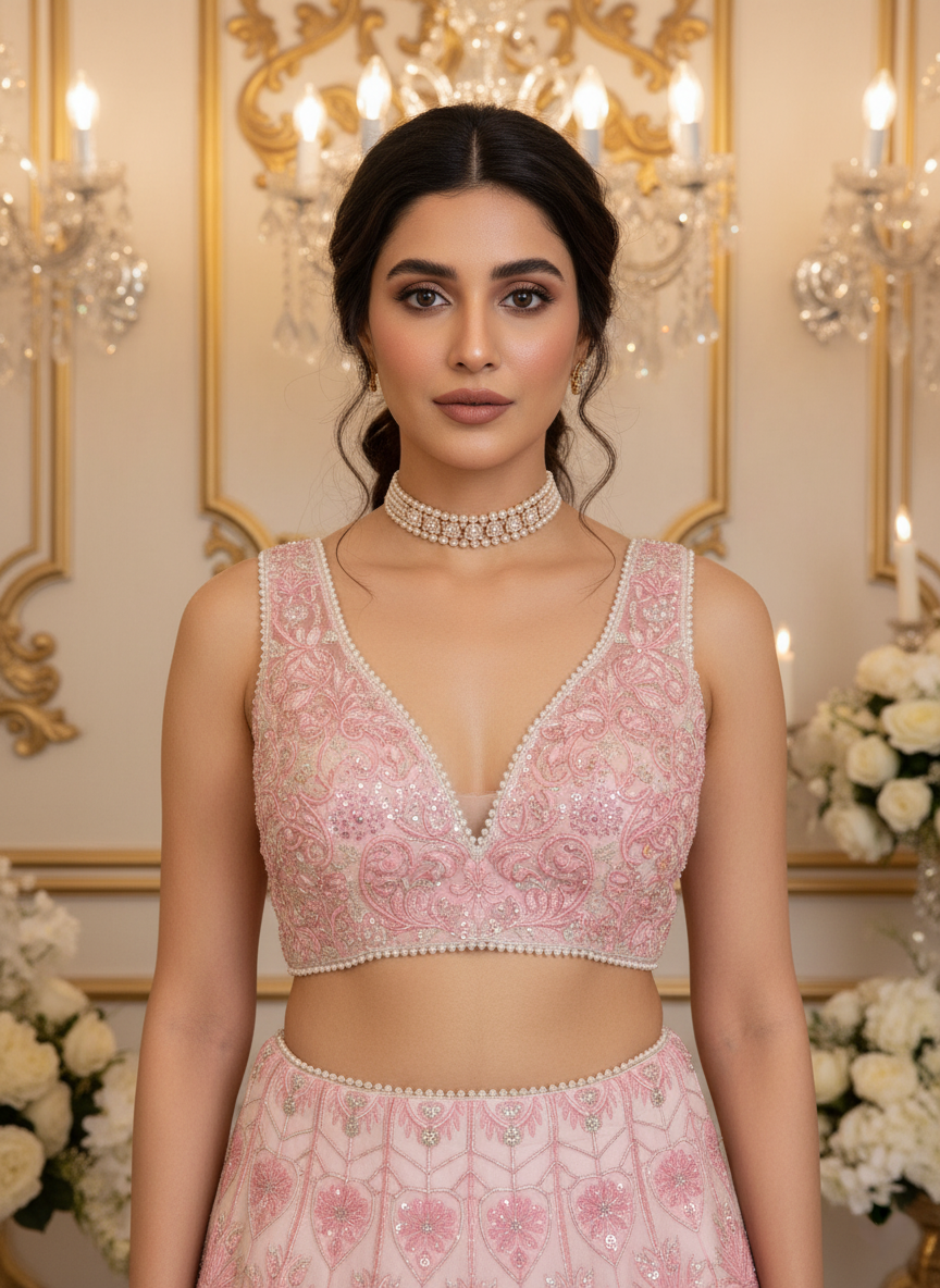 A printed ghagra set- (A-9747)