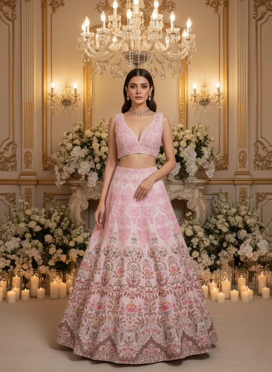 A printed ghagra set- (A-9747)