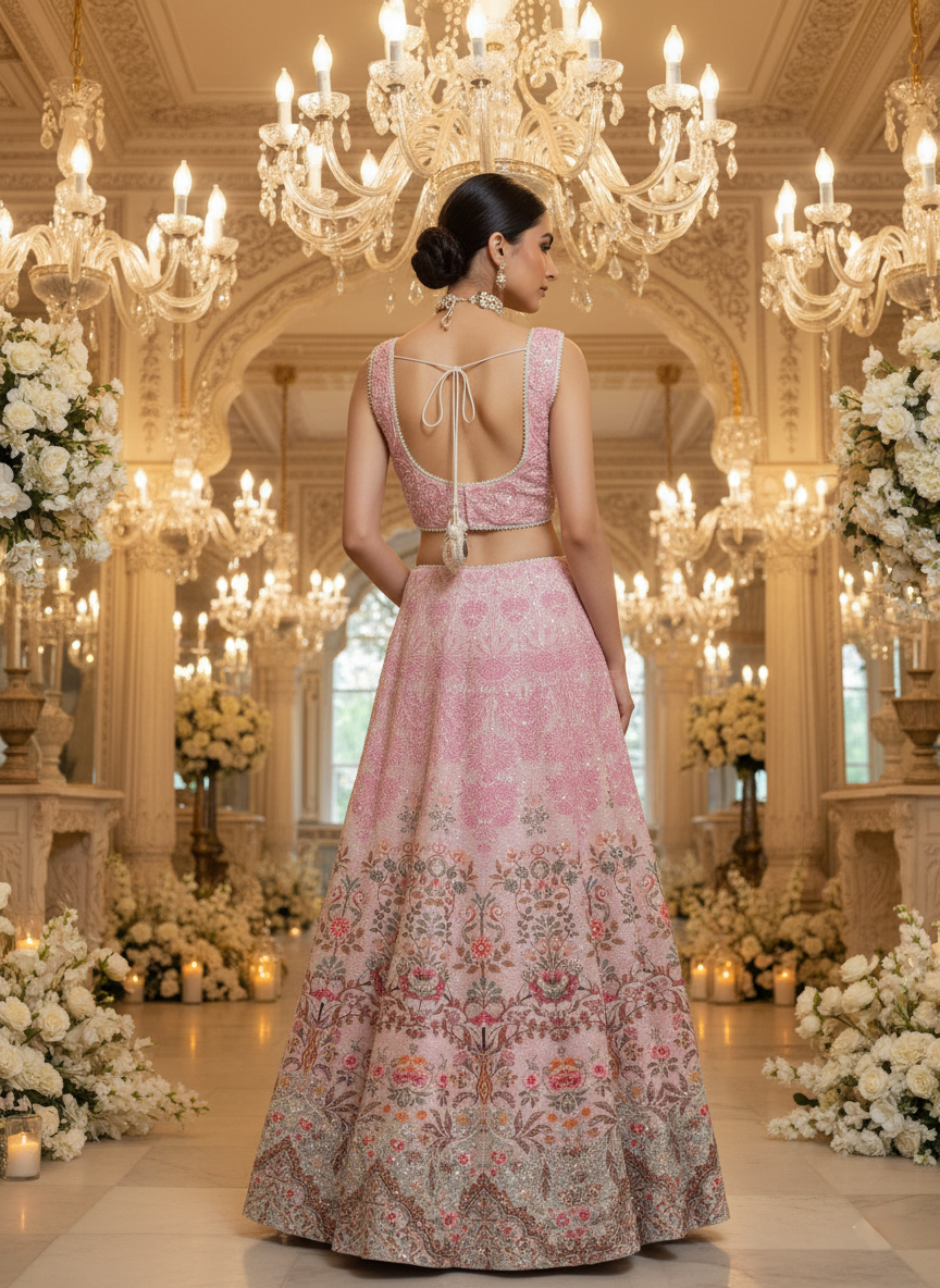 A printed ghagra set- (A-9747)