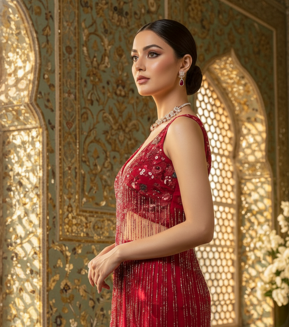 A crop top and skirt set-(RIA-3366)