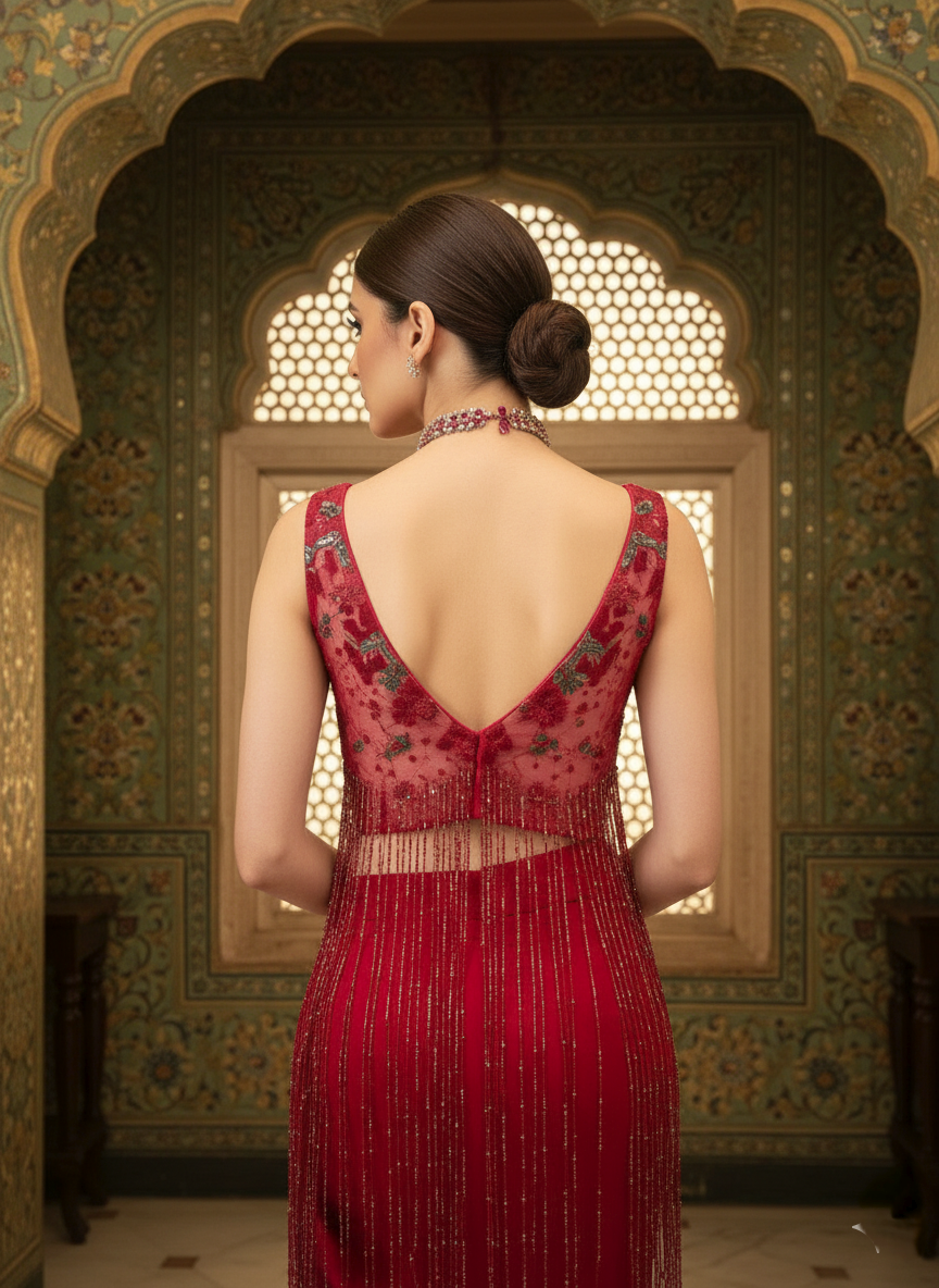 A crop top and skirt set-(RIA-3366)