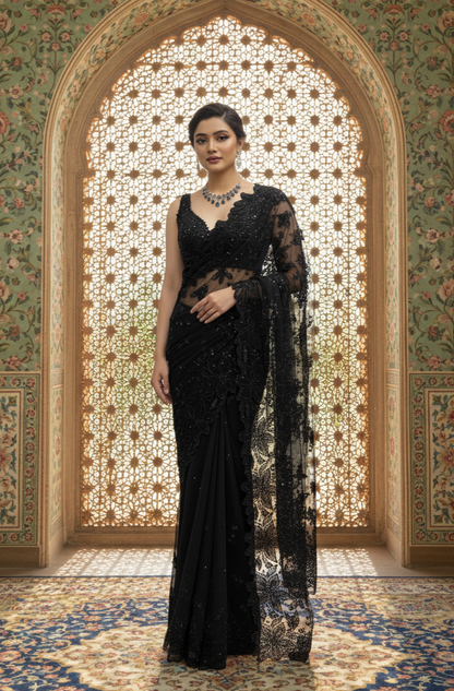 A black sari- (MR-320)