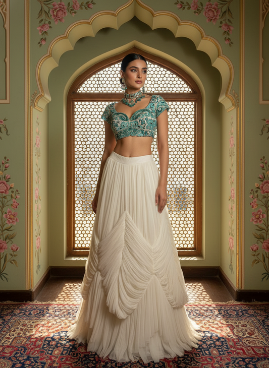 A layered skirt and choli set-(23)