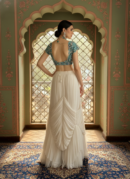 A layered skirt and choli set-(23)