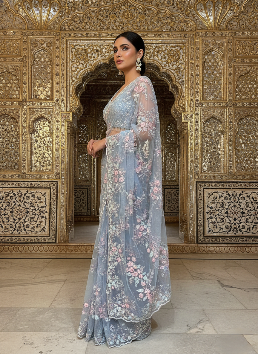 An embroidered sari- (EL-230)