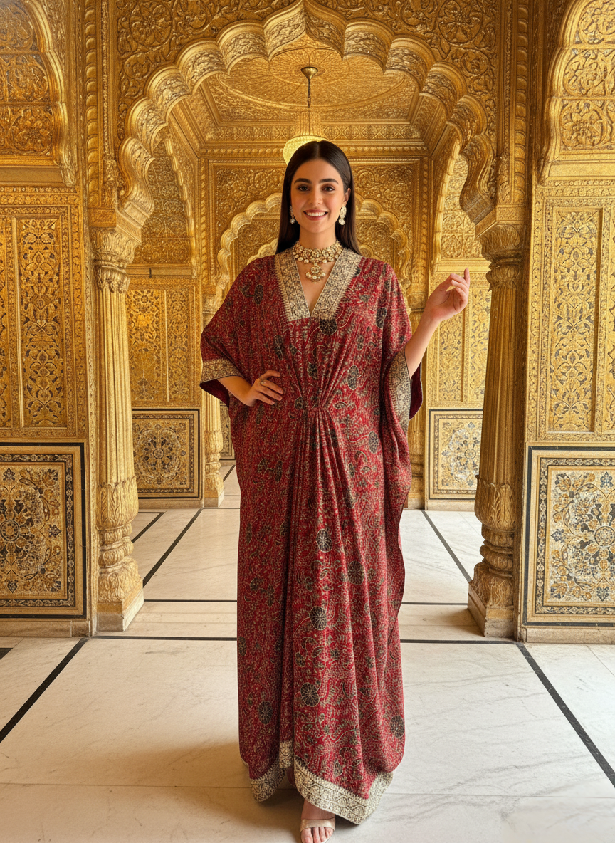 An Ajrakh kaftaan- (AJ-9090)