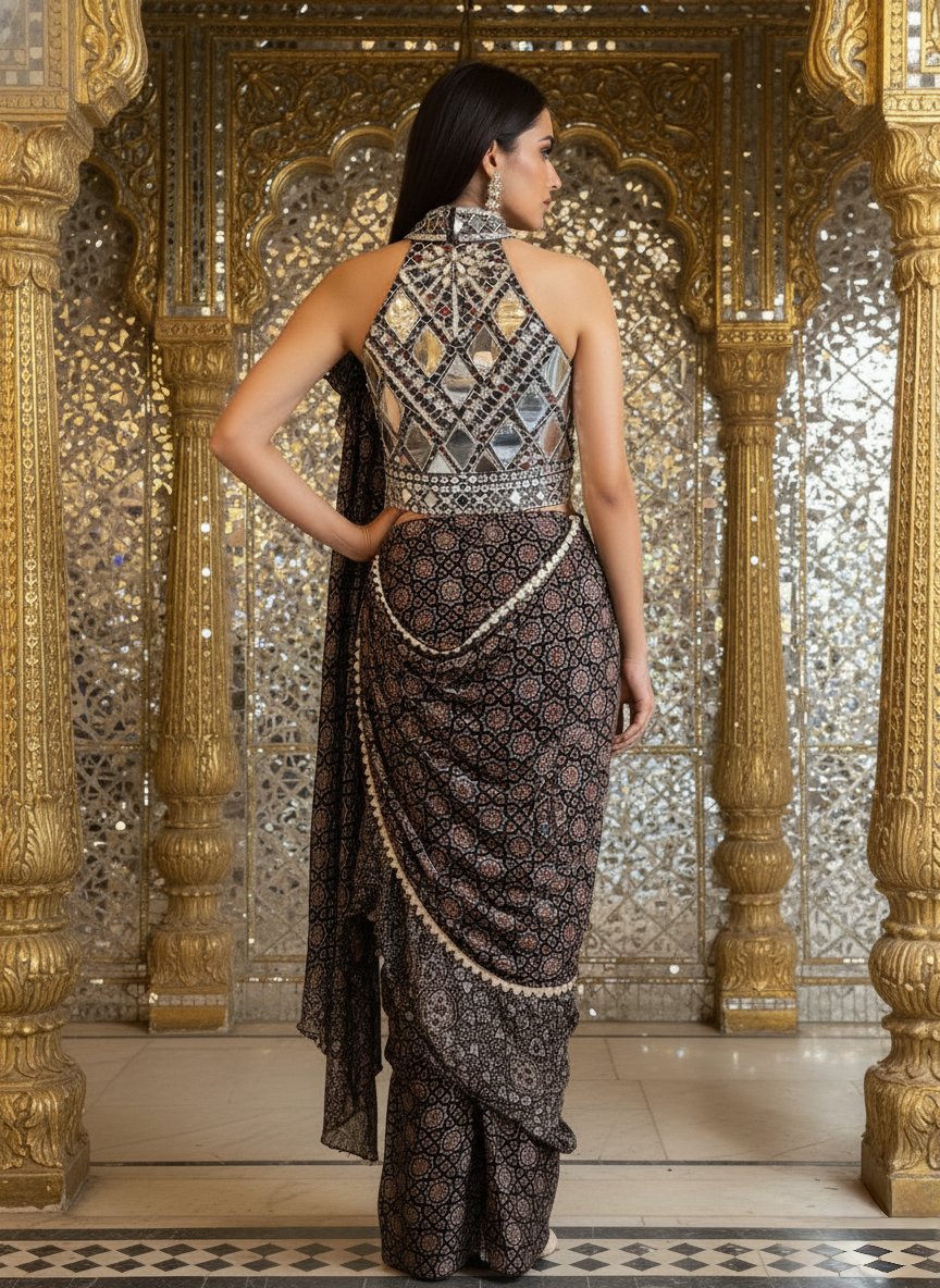 An Ajrakh sari- (ISA-555)