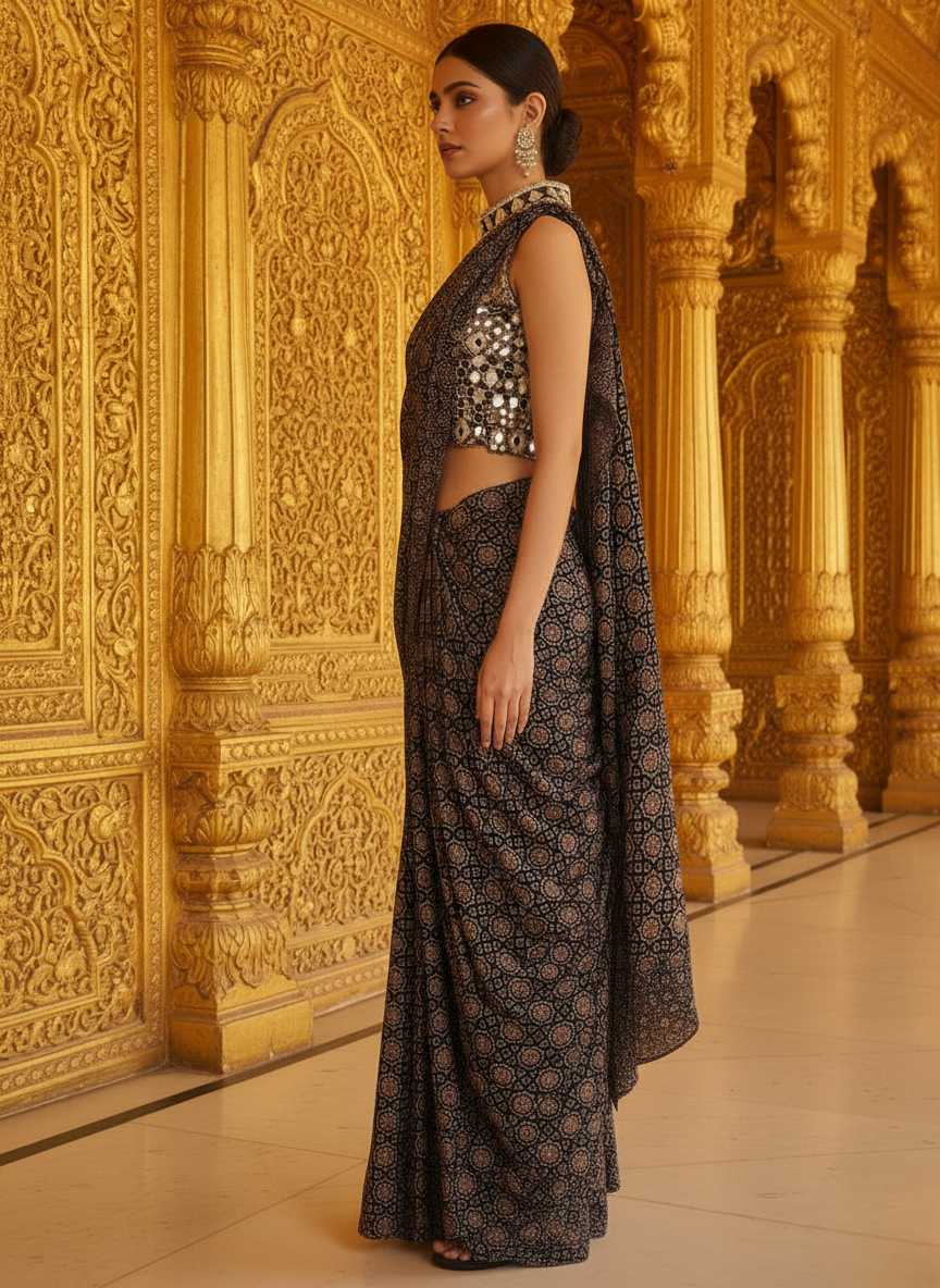 An Ajrakh sari- (ISA-555)