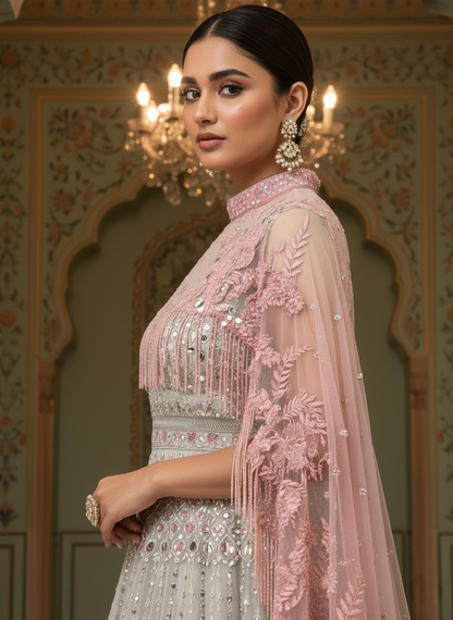 An Anarkali with a cape- (SHA-9)