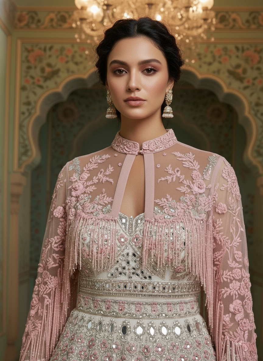 An Anarkali with a cape- (SHA-9)