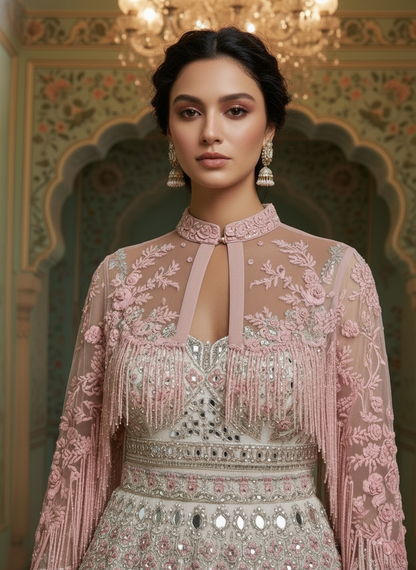 An Anarkali with a cape- (SHA-9)