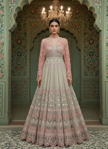 An Anarkali with a cape- (SHA-9)