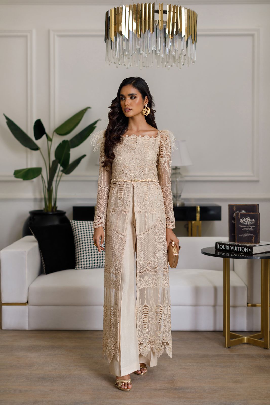 Front open kurta and pants- (7941)