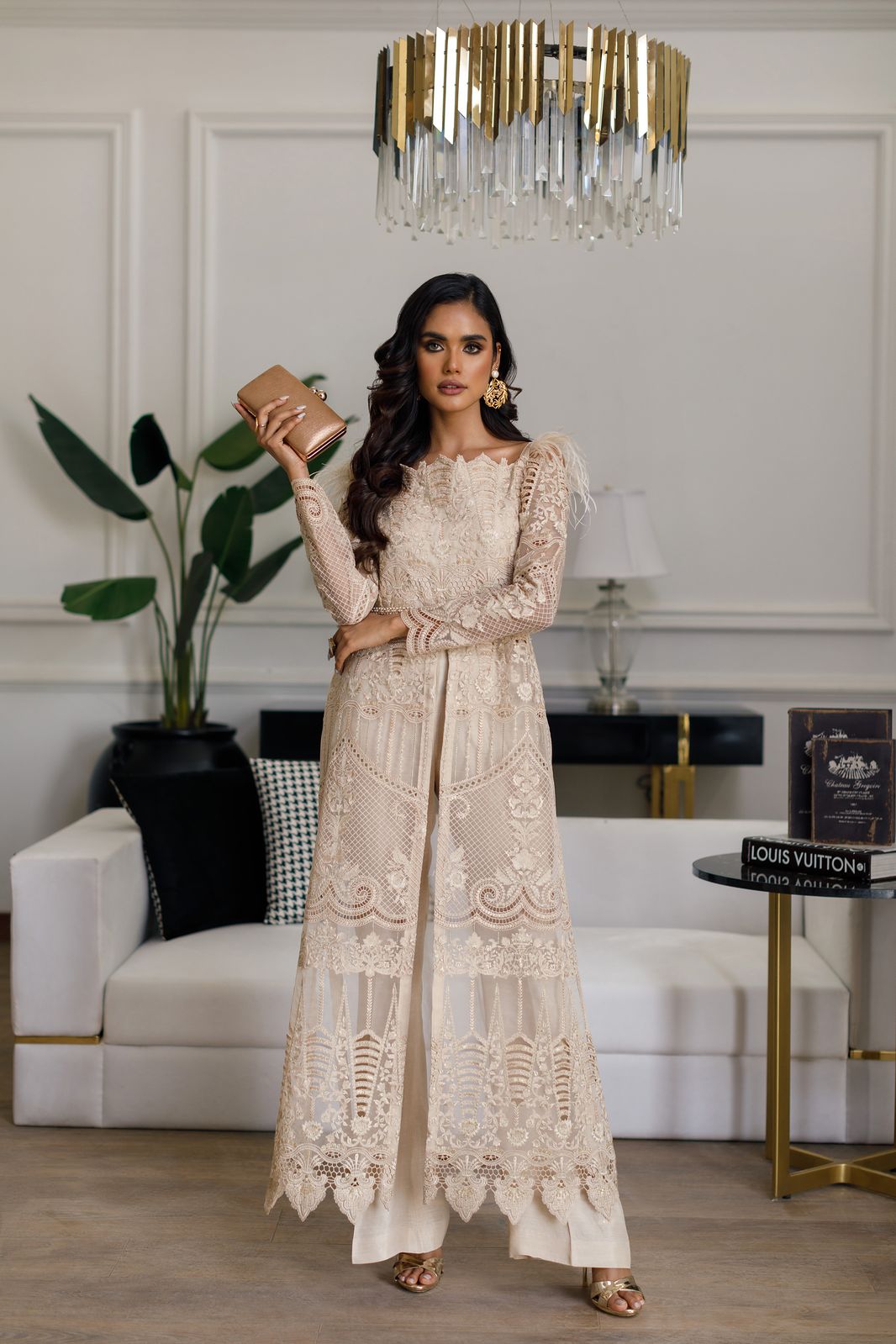 Front open kurta and pants- (7941)