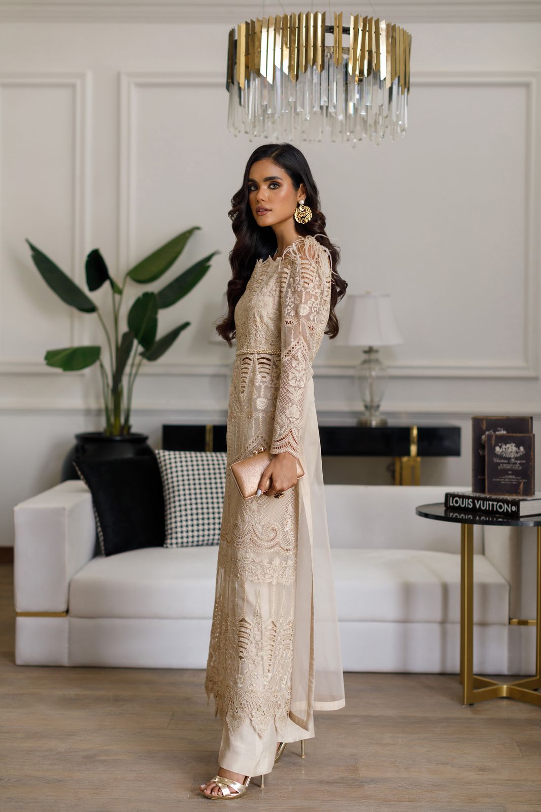 Front open kurta and pants- (7941)