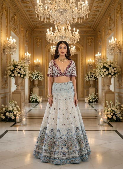 A printed ghagra set- (A-4797)