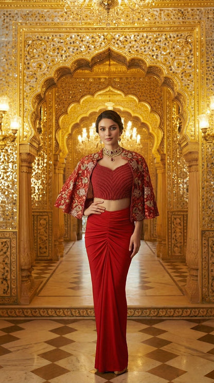 A skirt and cape set- (KR-6300)